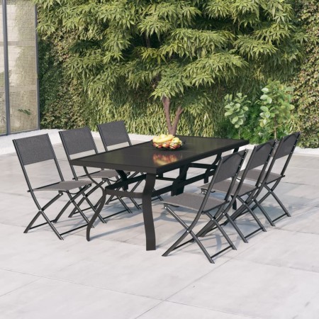 Juego de comedor de jardín 7 piezas con cojines gris y negro de vidaXL, Conjuntos de jardín - Ref: Foro24-3102919, Precio: 40...