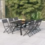 Juego de comedor de jardín 7 piezas con cojines gris y negro de vidaXL, Conjuntos de jardín - Ref: Foro24-3102919, Precio: 40...