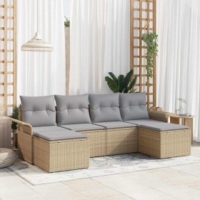 Conjunto de sofá de jardín 6 pcs Beige ratán sintético en Sofás de exterior | Comprar online en Foru.es