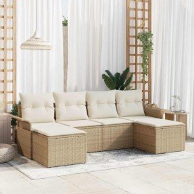 Conjunto de sofá de jardín 6 pcs Beige ratán sintético en Sofás de exterior | Comprar online en Foru.es