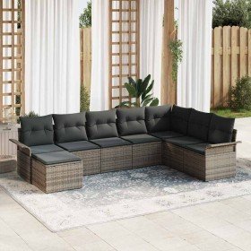 Conjunto de sofá de jardín con cojín 8 pcs Gris ratán sintético en Sofás de exterior | Comprar online en Foru.es