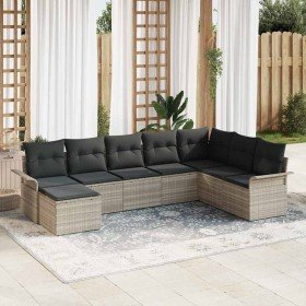 Conjunto de sofá de jardín 8 pcs Gris Claro ratán sintético en Sofás de exterior | Comprar online en Foru.es