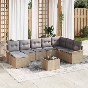 Conjunto de sofá de jardín 9 pcs Beige ratán sintético en Sofás de exterior | Comprar online en Foru.es