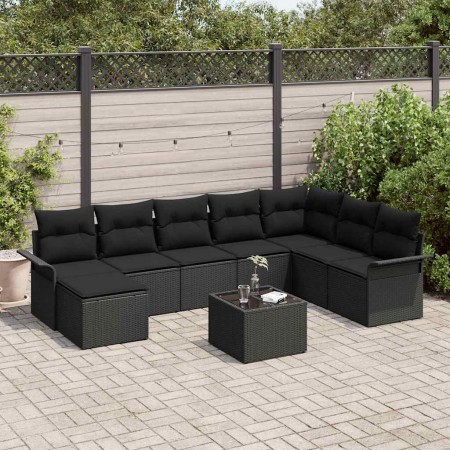 Conjunto de sofá de jardín 9 pcs Negro ratán sintético en Sofás de exterior | Comprar online en Foru.es