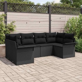 Conjunto de sofás de jardín 6 pcs Negro ratán sintético en Sofás de exterior | Comprar online en Foru.es