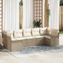 Conjunto de sofá de jardín con cojín 7 pcs Beige Poliratán en Sofás de exterior | Comprar online en Foru.es
