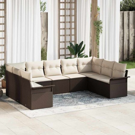 Conjunto de sofá de jardín 9 pcs Marrón ratán sintético en Sofás de exterior | Comprar online en Foru.es