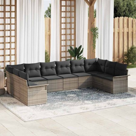 Conjunto de sofá de jardín 10 pcs Gris ratán sintético en Sofás de exterior | Comprar online en Foru.es