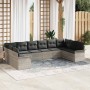 Conjunto de sofá de jardín 10 pcs Gris Claro ratán sintético en Sofás de exterior | Comprar online en Foru.es