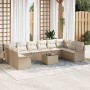 Conjunto de sofá de jardín con cojín 11 pcs Beige Poliratán en Sofás de exterior | Comprar online en Foru.es