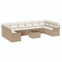 Conjunto de sofá de jardín con cojín 11 pcs Beige Poliratán en Sofás de exterior | Comprar online en Foru.es
