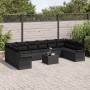 Conjunto de sofá de jardín con cojín 11 pcs Negro Poliratán en Sofás de exterior | Comprar online en Foru.es