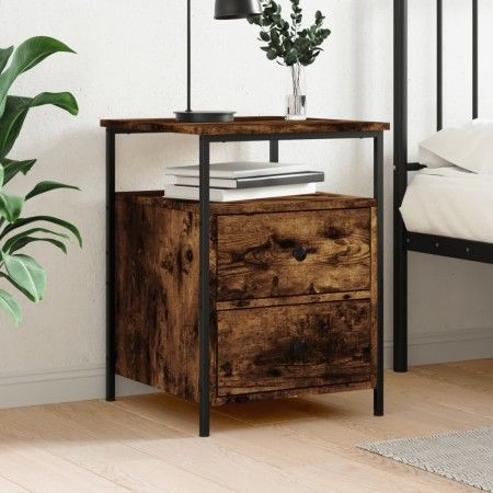 Mesita de noche madera de ingeniería roble ahumado 44x45x60 cm de vidaXL, Mesitas de noche - Ref: Foro24-826007, Precio: 54,0...