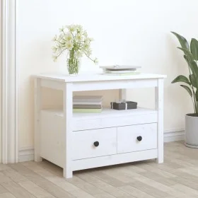 Mesa de centro de madera maciza de pino blanco 71x49x55 cm de vidaXL, Mesas de centro - Ref: Foro24-820937, Precio: 99,70 €, ...