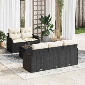 Conjunto de sofá de jardín Negro ratán sintético en Sofás de exterior | Comprar online en Foru.es