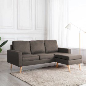 Sofá de 3 plazas con reposapiés de tela gris taupe en Sofás | Comprar online en Foru.es