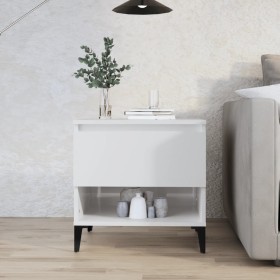Mesa auxiliar de madera contrachapada blanco brillo 50x46x50 cm de vidaXL, Mesas auxiliares - Ref: Foro24-819552, Precio: 39,...