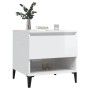 Mesa auxiliar de madera contrachapada blanco brillo 50x46x50 cm de vidaXL, Mesas auxiliares - Ref: Foro24-819552, Precio: 39,...