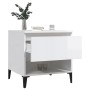 Mesa auxiliar de madera contrachapada blanco brillo 50x46x50 cm de vidaXL, Mesas auxiliares - Ref: Foro24-819552, Precio: 39,...