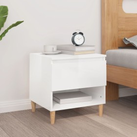 Mesita de noche madera contrachapada blanco brillo 50x46x50 cm de vidaXL, Mesitas de noche - Ref: Foro24-819536, Precio: 57,9...
