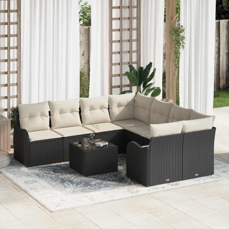 Conjunto de sofá de jardín Manual 9 pcs Negro ratán sintético en Sofás de exterior | Comprar online en Foru.es