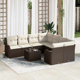 Conjunto de sofá de jardín Manual 9 pcs Marrón ratán sintético en Sofás de exterior | Comprar online en Foru.es