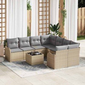 Conjunto de sofá de jardín Manual 9 pcs Beige ratán sintético en Sofás de exterior | Comprar online en Foru.es