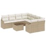 Conjunto de sofá de jardín Manual 9 pcs Beige ratán sintético en Sofás de exterior | Comprar online en Foru.es