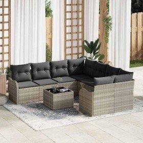 Conjunto de sofá de jardín 9 pcs Gris Claro ratán sintético en Sofás de exterior | Comprar online en Foru.es