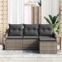 Conjunto de sofá de jardín con cojín 4 pcs Gris Poliratán en Sofás de exterior | Comprar online en Foru.es