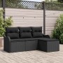Conjunto de sofá de jardín 4 pcs Negro ratán sintético en Sofás de exterior | Comprar online en Foru.es