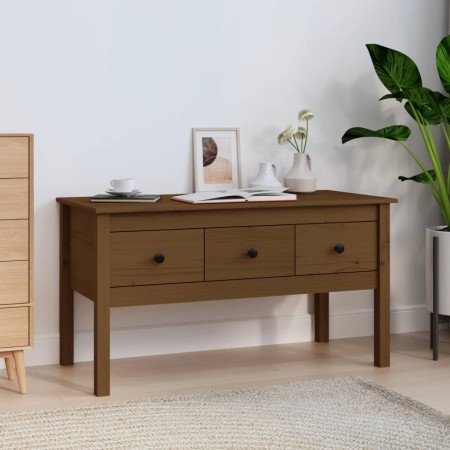 Mesa de centro madera maciza de pino marrón miel 102x49x55 cm de vidaXL, Mesas de centro - Ref: Foro24-820944, Precio: 120,33...