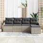 Conjunto de sofá de jardín 5 pcs Gris claro ratán sintético en Sofás de exterior | Comprar online en Foru.es