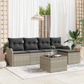 Conjunto de sofá de jardín 6 pcs Gris claro ratán sintético en Sofás de exterior | Comprar online en Foru.es