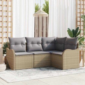 Conjunto de sofá de jardín 4 pcs Beige ratán sintético en Sofás de exterior | Comprar online en Foru.es