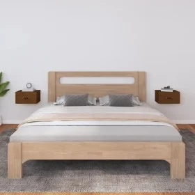Mesita de noche de pared 2 uds marrón miel 40x29,5x22 cm de vidaXL, Taquillas y armarios de almacenamiento - Ref: Foro24-8209...