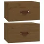 Mesita de noche de pared 2 uds marrón miel 40x29,5x22 cm de vidaXL, Taquillas y armarios de almacenamiento - Ref: Foro24-8209...