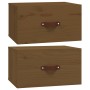 Mesita de noche de pared 2 uds marrón miel 40x29,5x22 cm de vidaXL, Taquillas y armarios de almacenamiento - Ref: Foro24-8209...