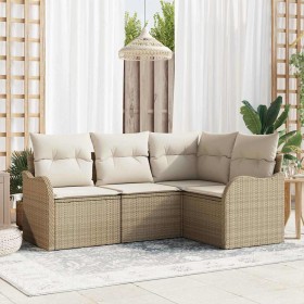 Conjunto de sofá de jardín 4 pcs Beige ratán sintético en Sofás de exterior | Comprar online en Foru.es