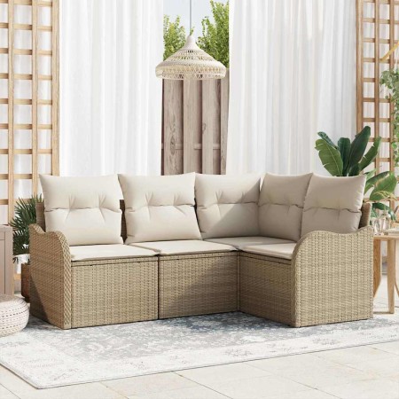 Conjunto de sofá de jardín 4 pcs Beige ratán sintético en Sofás de exterior | Comprar online en Foru.es