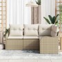 Conjunto de sofá de jardín 4 pcs Beige ratán sintético en Sofás de exterior | Comprar online en Foru.es