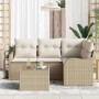 Conjunto de sofá de jardín 5 pcs Beige ratán sintético en Sofás de exterior | Comprar online en Foru.es
