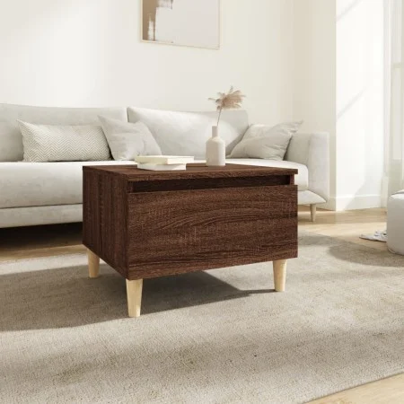 Mesa auxiliar madera contrachapada roble marrón 50x46x35 cm de vidaXL, Mesas auxiliares - Ref: Foro24-819514, Precio: 37,67 €...