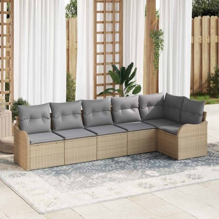 Conjunto de sofá de jardín 6 pcs Beige ratán sintético en Sofás de exterior | Comprar online en Foru.es
