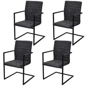 Sillas de comedor voladizas 4 unidades cuero sintético negro de vidaXL, Sillas de comedor - Ref: Foro24-272415, Precio: 432,5...