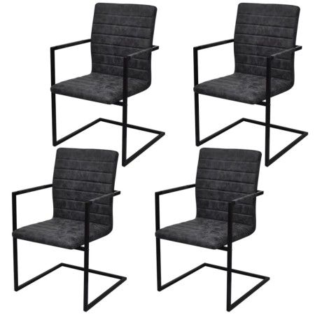 Sillas de comedor voladizas 4 unidades cuero sintético negro de vidaXL, Sillas de comedor - Ref: Foro24-272415, Precio: 432,5...