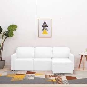 Sofá cama modular de 3 plazas de cuero sintético blanco en Sofás | Comprar online en Foru.es