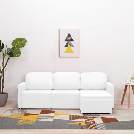 Sofá cama modular de 3 plazas de cuero sintético blanco en Sofás | Comprar online en Foru.es