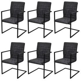 Sillas voladizas de comedor 6 unidades cuero sintético negro de vidaXL, Sillas de comedor - Ref: Foro24-272416, Precio: 646,8...