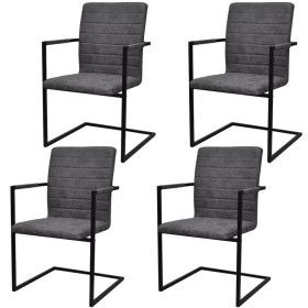 Sillas voladizas de comedor 4 unidades cuero sintético gris de vidaXL, Sillas de comedor - Ref: Foro24-272417, Precio: 360,45...